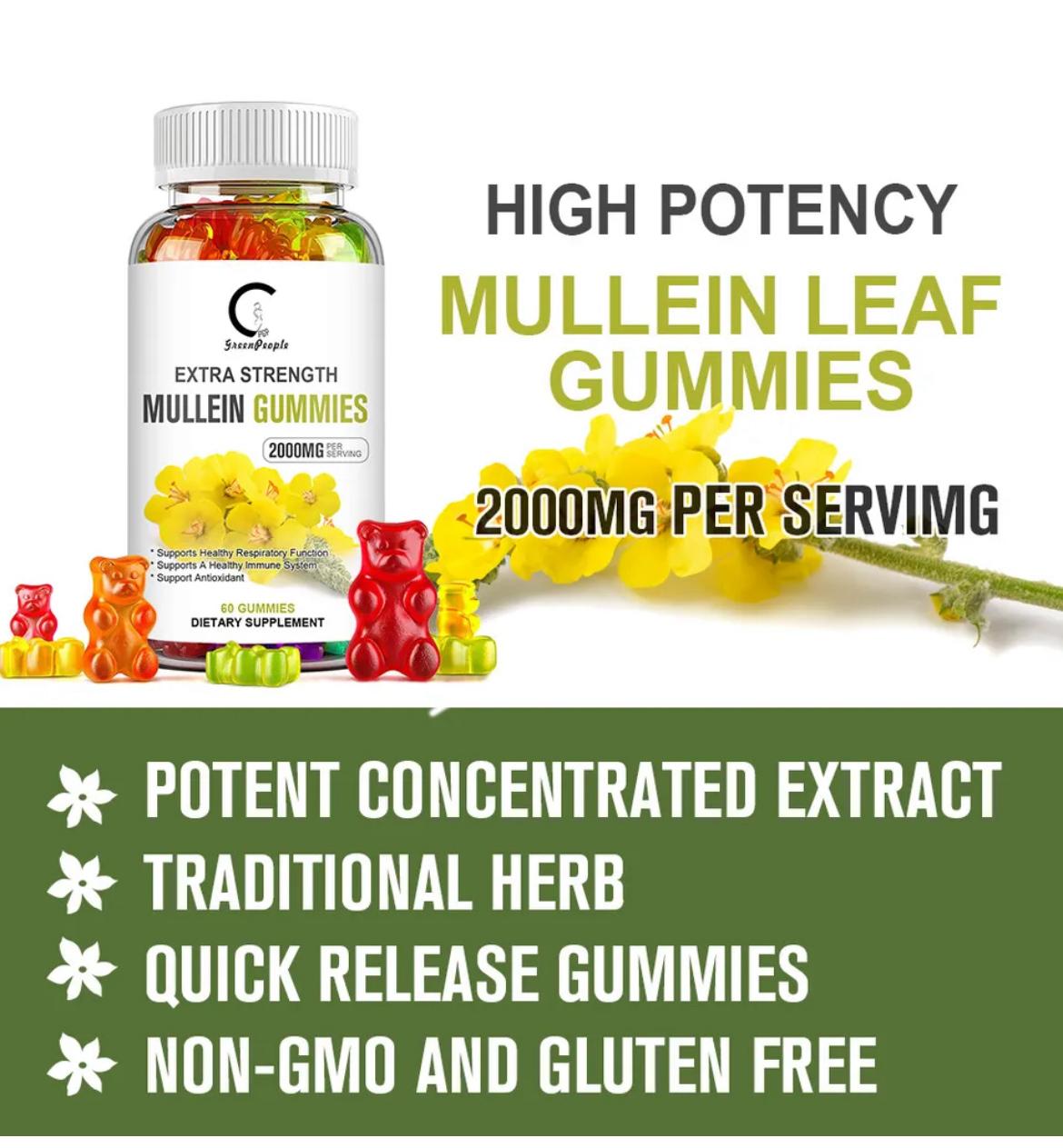 High Strength Mullein Gummies - Powerful Antioxidant, Anti- Inflammatory