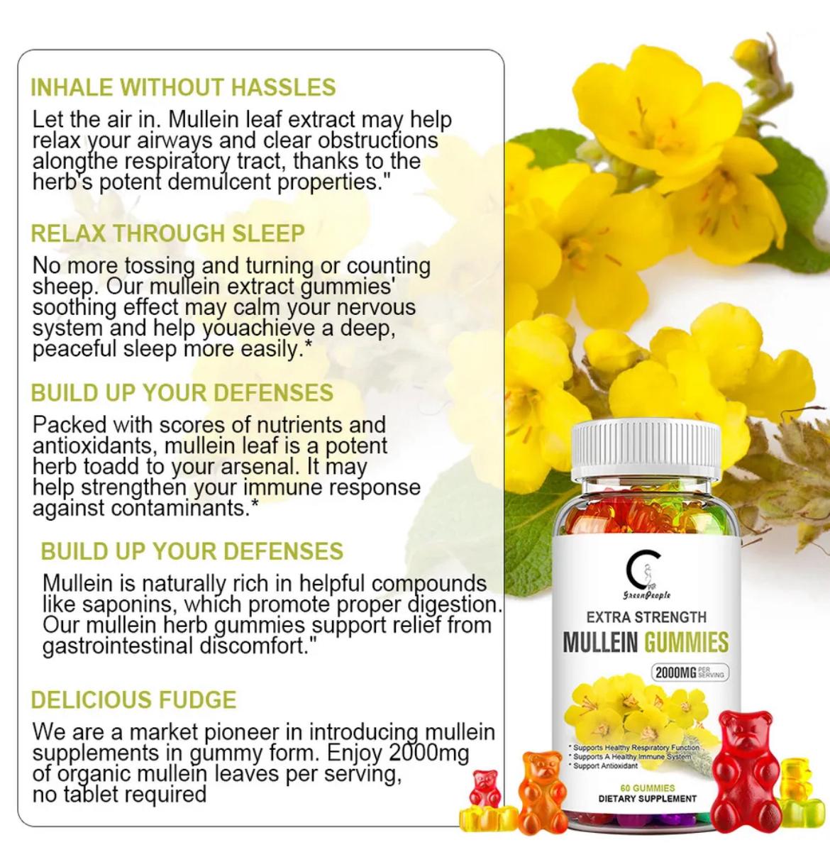 High Strength Mullein Gummies - Powerful Antioxidant, Anti- Inflammatory