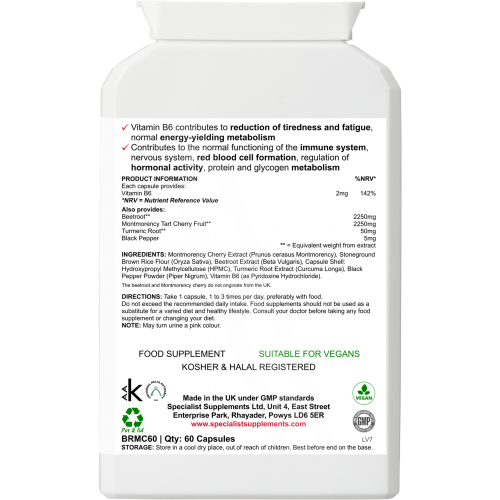 CherryBeet Capsules with Black Pepper and Curcumin